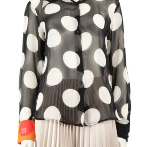 Versace V2 Versace Classic Polka Dot Contrast Cuff Sheer Blouse