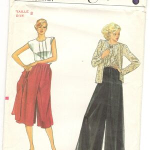 Very Easy Vogue 8033; Ca. 1982; Misses' Jacket, Top & Culottes, Size 8, Uncut Ff