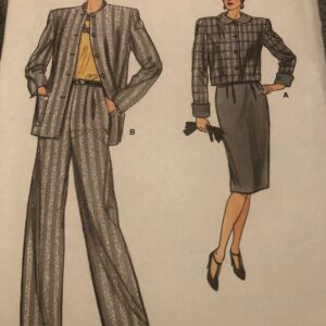 Very Easy Vogue Pattern 9692 Misses Sz 8 10 12 Loose Fitting Jacket Pencil Skirt & Highwaist Wide Leg Pants 1980