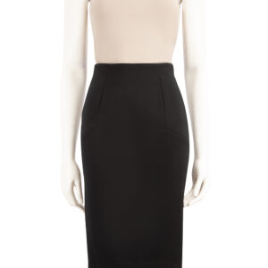 Victoria Beckham Black Wool Knee-Length Pencil Skirt