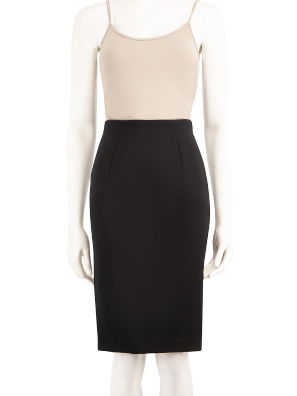 Victoria Beckham Black Wool Knee-Length Pencil Skirt