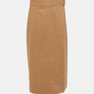 Vince Buckle linen-blend wrap skirt