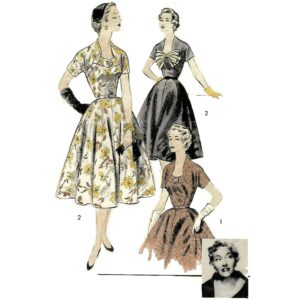 Vintage 1950's Sewing Pattern Gloria Swanson Hollywood Circle Skirt Dress With Bow - Bust 39