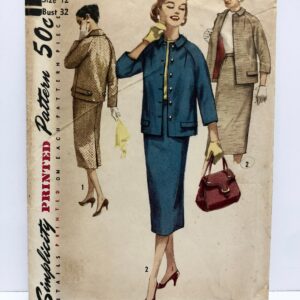 Vintage 1950's Simplicity 1798 Two-Piece Suit Pattern Pencil Skirt Jacket