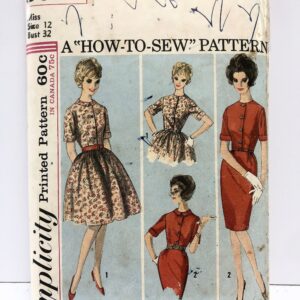 Vintage 1960's Simplicity 5022 Size 12 Dress With Full Or Pencil Skirt Pattern