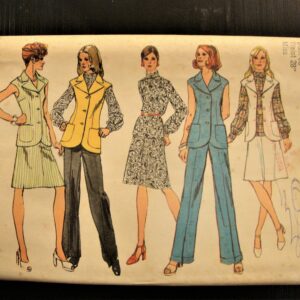 Vintage 1970's 70's Sewing Pattern Simplicity 5528 Vest, Blouse, Skirt & Cuffed Slacks