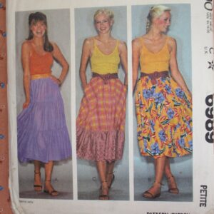 Vintage 1980S Mccalls Sewing Pattern 6989 Misses Disco Era Tiered Skirt Size Petite 6-8