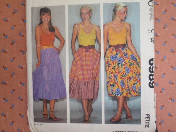 Vintage 1980S Mccalls Sewing Pattern 6989 Misses Disco Era Tiered Skirt Size Petite 6-8