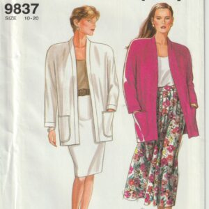 Vintage 1990S Simplicity 9837, Misses' Pleated Skirt, Slim Skirt & Unlined Jacket Sewing Pattern Size 10, 12, 14, 16, 18, 20 Uncut