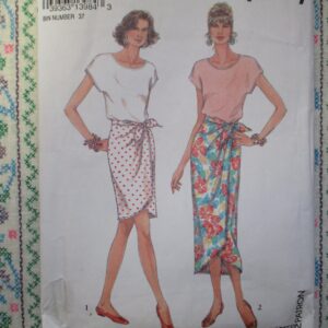 Vintage 1990S Simplicity Sewing Pattern 8392 Misses Mock Wrap Sarong Skirt in Two Lengths & Top Size 6-12