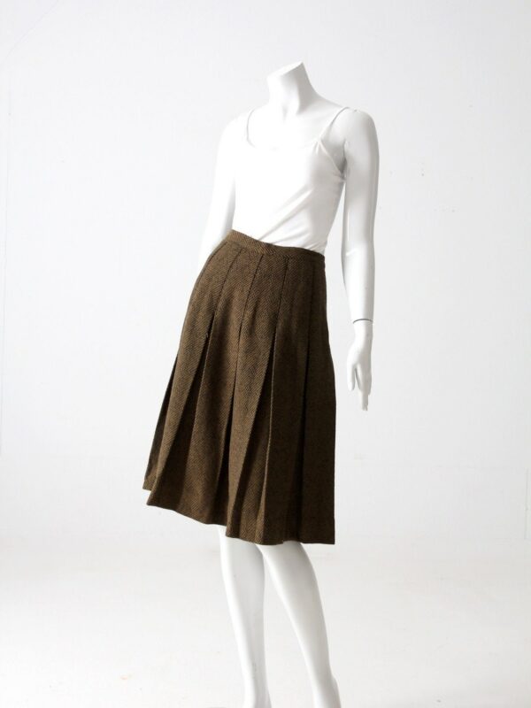 Vintage 60S Box Pleated Tweed Skirt