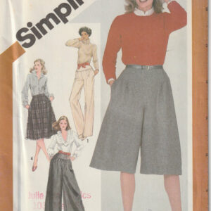 Vintage 80's Simplicity 5177 Misses's Skirt, Culottes, Straight Or Wide Legged Pants, Back Zipper, Sie Seam Pockets Size 14 Uncut