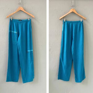 Vintage Blue Linen Pants S Milieu Women Small Cropped Norwegian Trousers