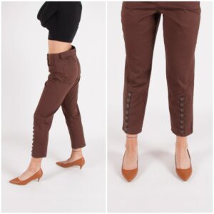 Vintage Cropped Pants Women's Medium Waist 31 Brown Ankle 2000S Trousers Women Size M Y2K Capri W31