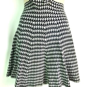 Vintage Eight Panel Rayon Black & White Houndstooth Gore Skirt