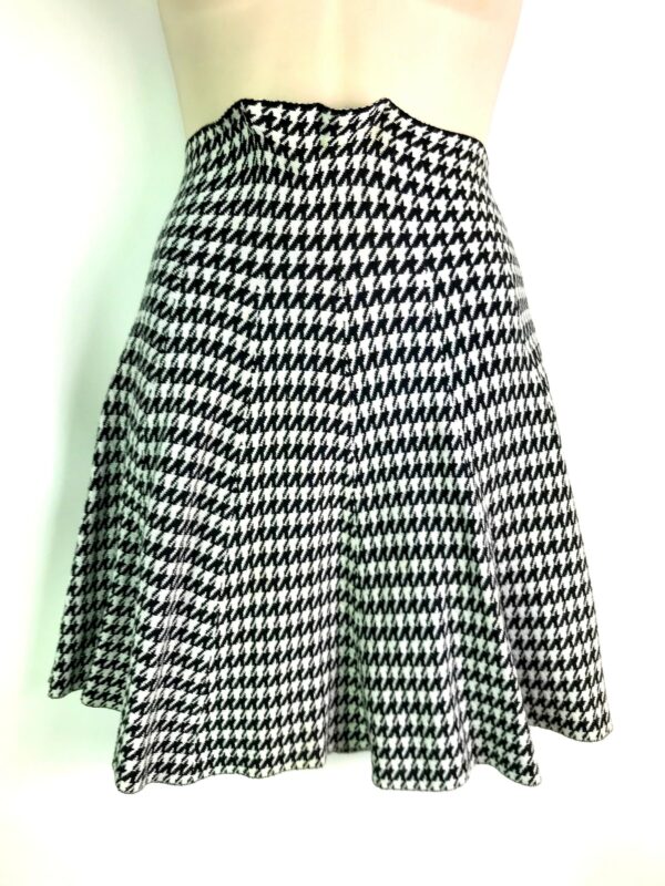 Vintage Eight Panel Rayon Black & White Houndstooth Gore Skirt