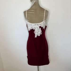 Vintage Marjolaine Red Velvet Nighty, Negligee, & Lace Nightdress. UK 8