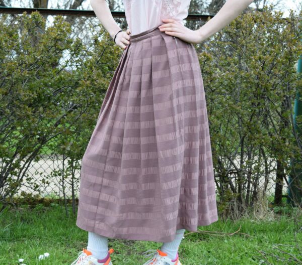 Vintage Mauve Pleated Skirt Women Flowy 80S Skirts M Size From Finland