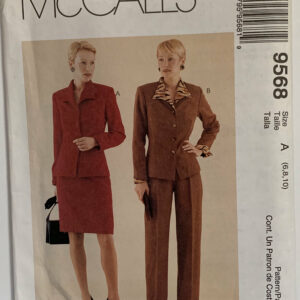 Vintage Mccall's 9568 Sewing Pattern Lined Jacket Pleated Pants & Skirt Wing Collar Sizes 10-12-14 Uncut Ff