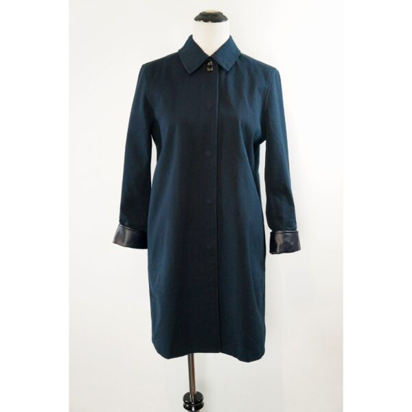 Vintage Peacoat, Navy Blue Canvas, Leather Cuffs, Preppy, Fall, Outerwear, Jacket, Petite Size