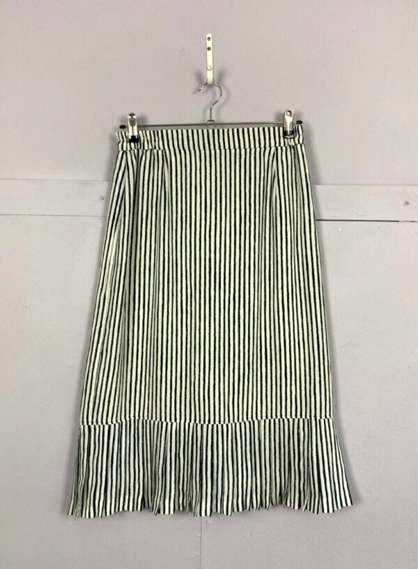 Vintage Skirt Striped Straight Below Knee Peplum Hem Mermaid Nautical Uk12