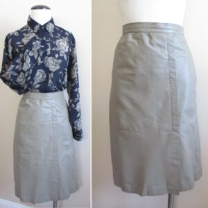 Vintage Taupe Soft Leather Mock Wrap Skirt Long