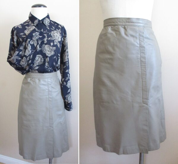 Vintage Taupe Soft Leather Mock Wrap Skirt Long