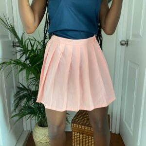 Vintage Y2K Pleated Tennis Skirt - Pale Pink Size Medium