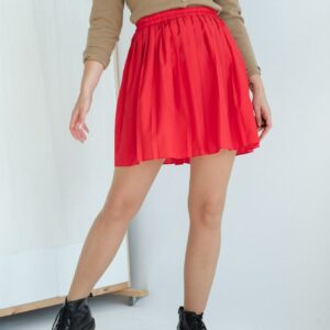 Vintage Y2K Preppy Pleated High Waist Mini Skirt in Red M