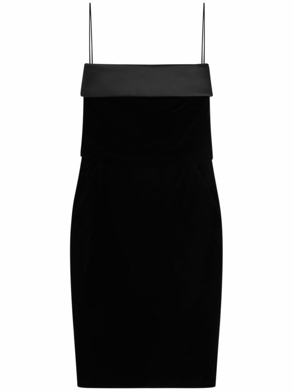 Viscose Blend Strapless Midi Dress