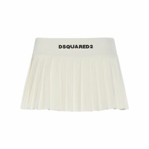 Viscose Knit Logo Pleated Mini Skirt