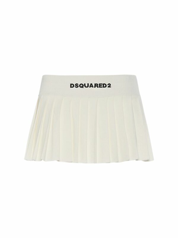 Viscose Knit Logo Pleated Mini Skirt