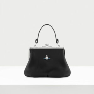 Vivienne Westwood Granny Frame Purse Classic Bag Fashion Black Leather with Iconic Metal Vivienne Orb Framework