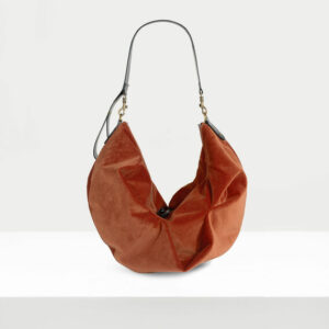 Vivienne Westwood Large Agnes Shoulder Bag Velvet Burnt-orange