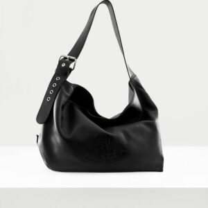 Vivienne Westwood Maxime Shoulder Bag Deer Grain Leather Black