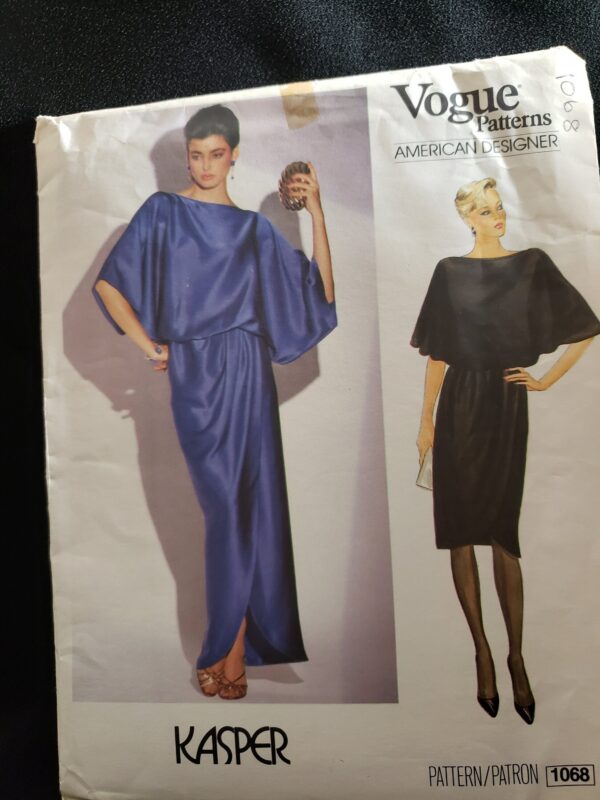 Vogue 1068 Sewing Pattern For Designer Straight Wrap Skirt & Loose Blouson Top, Kasper , American Original in Size 8 Uncut Ff