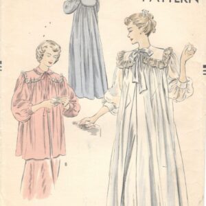 Vogue 6610 1940S Misses Negligee Robe Bed Jacket Pattern Ruffled Yoke Full & Flowing Womens Vintage Sewing Size Medium Bust 34 36