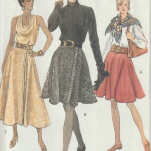 Vogue 8233 Very Easy Misses' Skirt, Flared Or Slightly Flared, Above Knee, Midi, Self Fringed, Wrap, 90's Sewing Pattern Size 14 16 18 Uncut