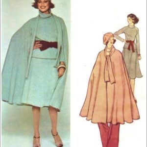 Vogue American Designer Teal Traina, 1371 Misses Flared Half Circle Unlined Cape, Top, Pants & Skirt Sewing Pattern Bust 34