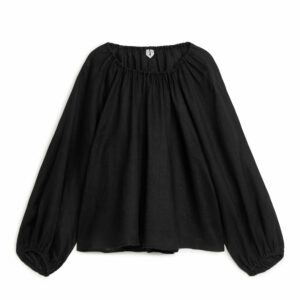 Voluminous Linen Blouse - Black