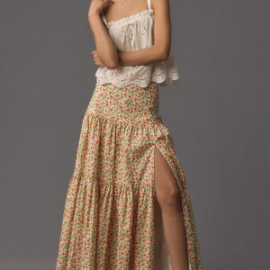 WAYF Floral Tiered Maxi Skirt