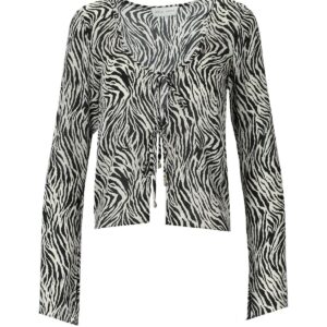 WEILI ZHENG ZEBRA PRINT LACE-UP BLOUSE