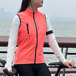 WOSAWE Cycling Windbreaker Women's Tank Top Sleeveless Cycling Jacket Reflective Coat Outdoor Sports Running Top