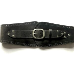 Waist Belt, Wide Black Cincher Gifts, Semi-Veg Tanned Leather, Fashion Belt, Cowhide, Real Leather