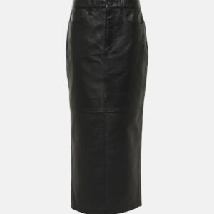 Wardrobe.NYC Back-slit leather maxi skirt