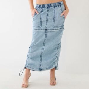 Washed Blue Sadie Convertible Cotton Maxi Skirt