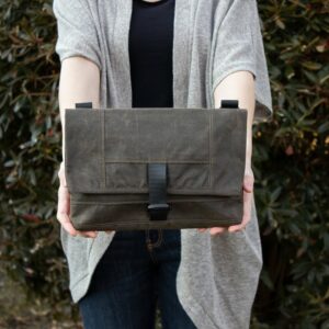 Wax Cotton Messenger, Water Resistant Bag, Vegan Handbag, Small Crossbody Purse, Foldover Canvas Satchel, Waxed Bag