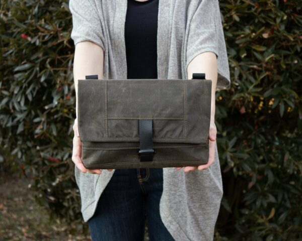 Wax Cotton Messenger, Water Resistant Bag, Vegan Handbag, Small Crossbody Purse, Foldover Canvas Satchel, Waxed Bag