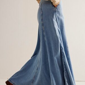 We The Free Catch The Sun Denim Maxi Skirt at Free People in Light Indigo, Size: 26