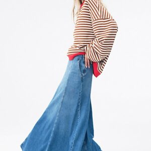 We The Free Catch The Sun Denim Maxi Skirt at Free People in Mid Indigo, Size: 25